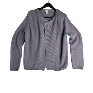Chico's Metallic Sparkly Lavender Crop Open Front Ribbed Cardigan‎ 2 / L / 12